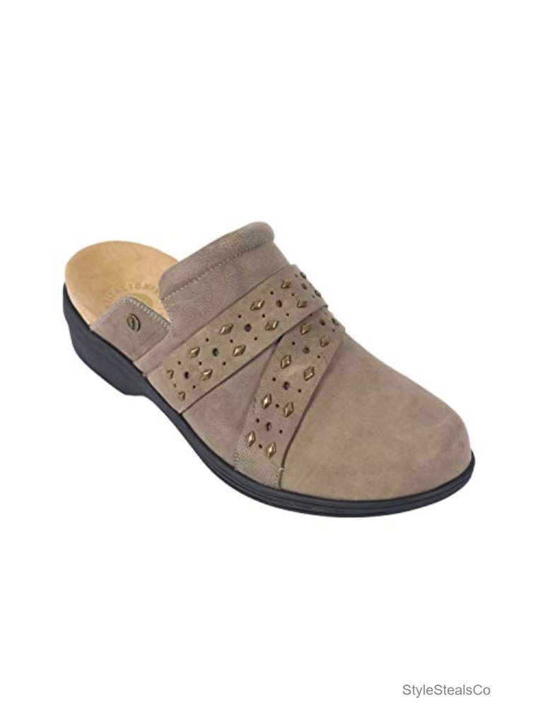 Women's Orthotic Clog With Memory Foam Insole - Block Heel, Round Toe
